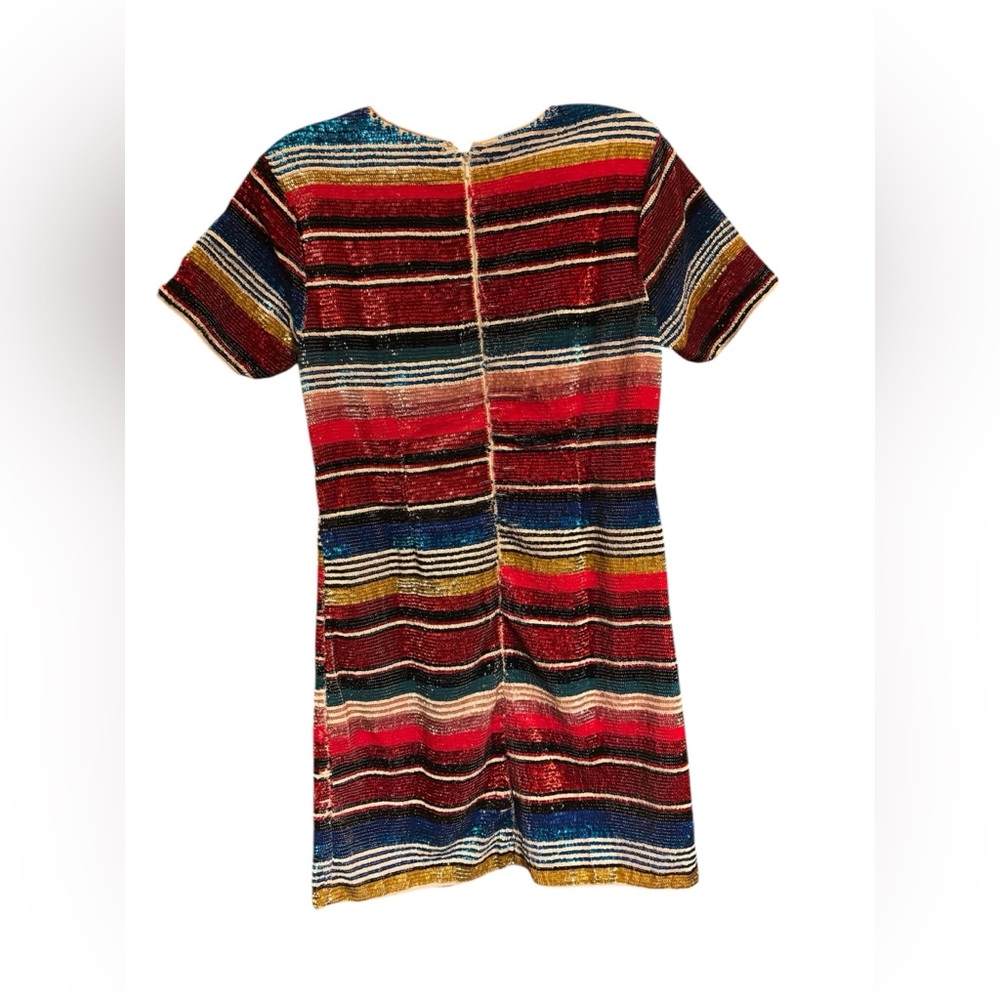 Striped Rainbow Multicolor Sequin Embellished Min… - image 4
